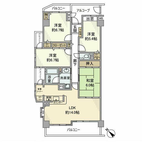 ライフプラザ大府桜木町２番館の間取り