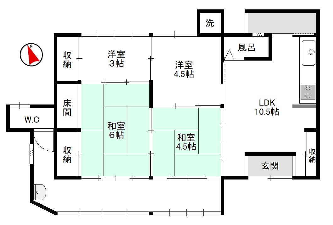 【倉敷市酒津借家の間取り】