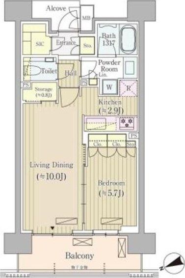 新宿区荒木町のマンションの間取り