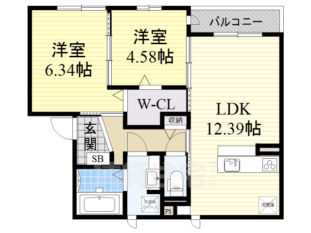 茨木市学園南町のアパートの間取り