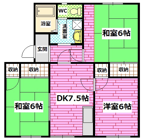 広島市安芸区中野東のアパートの間取り