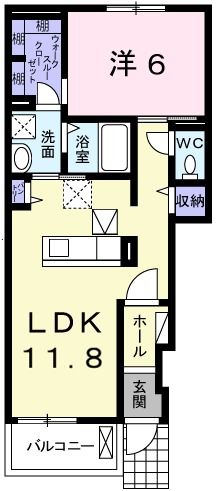 姫路市砥堀のアパートの間取り