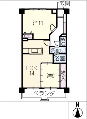 宝楠ハイツ　４０８号室の間取り