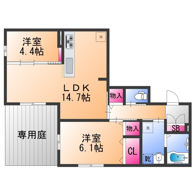 堺市西区鳳中町のアパートの間取り