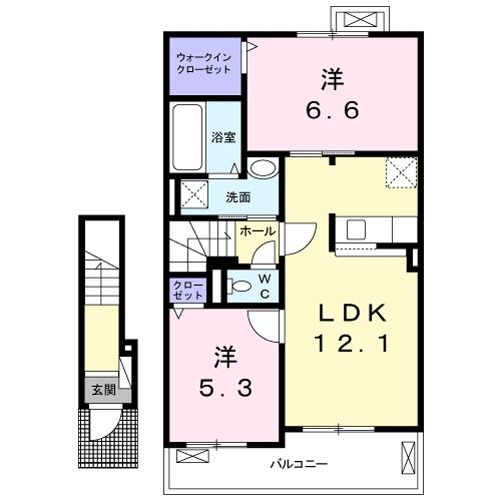 奈良市杏町のアパートの間取り