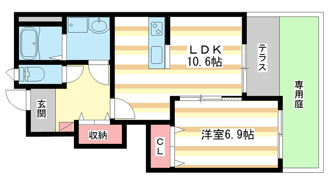 生駒市西菜畑町のアパートの間取り