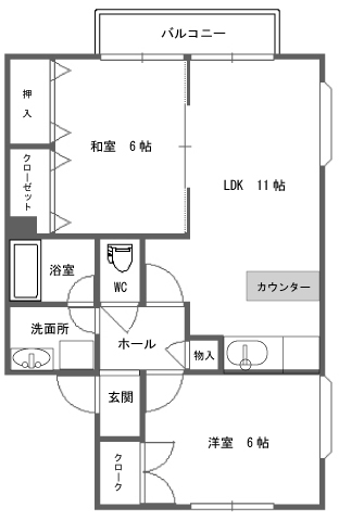 カーサ・フローラII１号棟の間取り