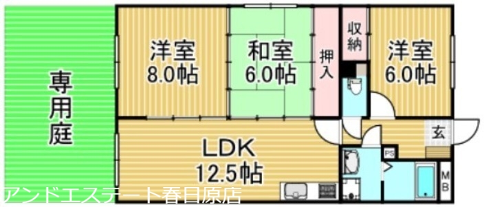 大野城市東大利のマンションの間取り