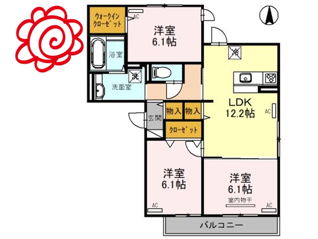 大阪市鶴見区浜のアパートの間取り