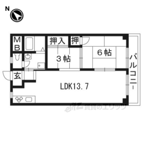 野洲市小篠原のマンションの間取り