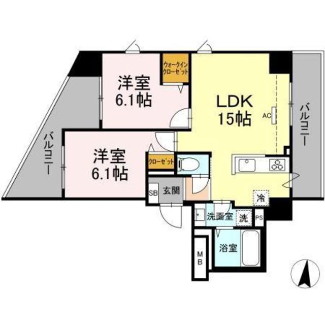 川崎市高津区上作延のマンションの間取り