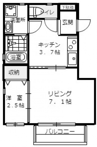 広島市安佐南区上安のアパートの間取り