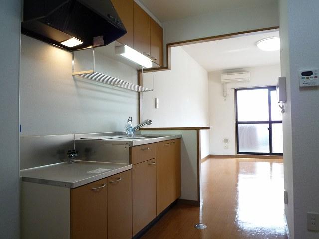 キッチン　1　流し横のカウンターは便利。