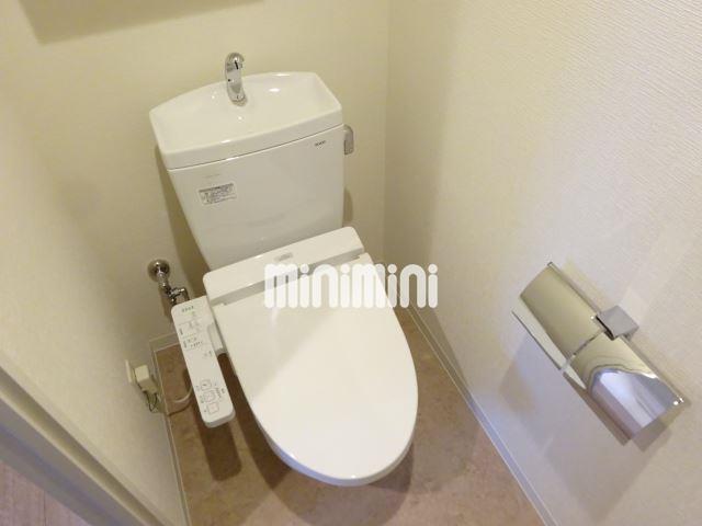 トイレ　温水洗浄便座です。収納もあります。