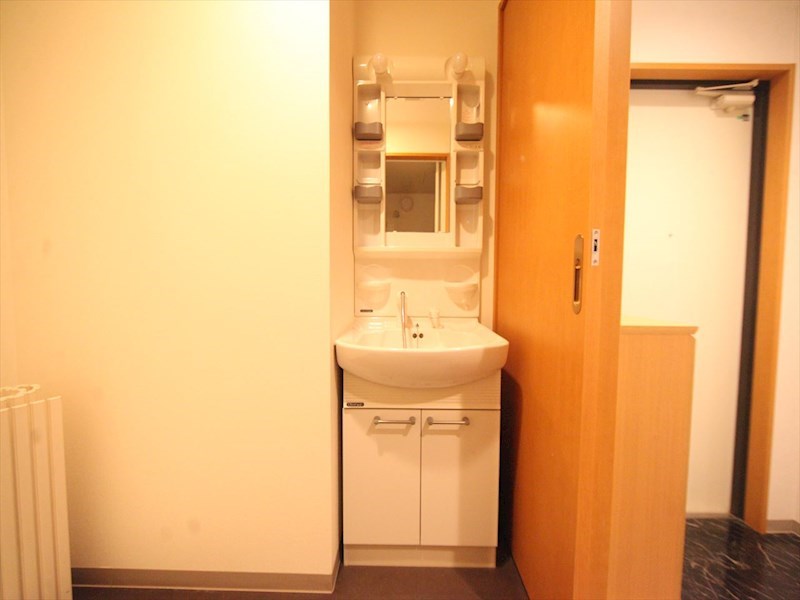 洗面設備　脱衣所　独立洗面台（シャンプードレッサー付）収納スペース有