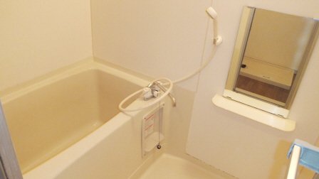 バス・シャワールーム　浴室は鏡付きです