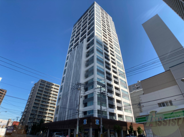 建物外観　札幌市中央区南３条東「ラフィネタワー札幌南３条」