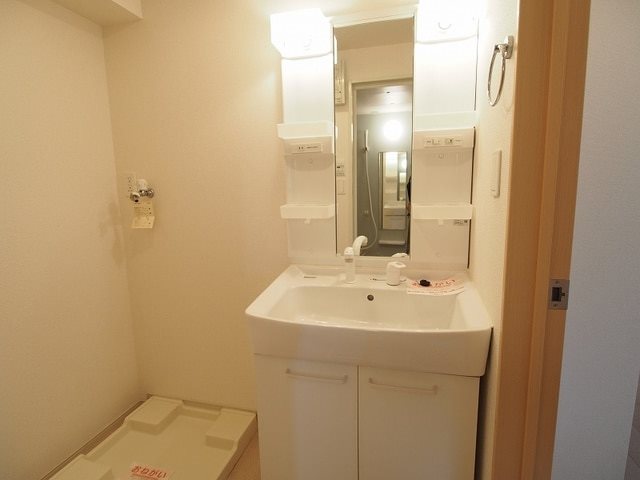 洗面設備　シャワー付きの独立洗面台です。