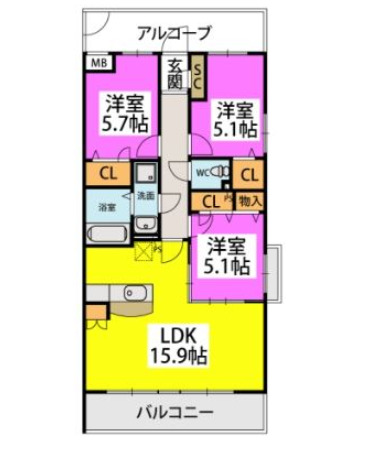 ＪＲ久大本線 久留米大学前駅 徒歩11分 5階建 築5年の間取り写真