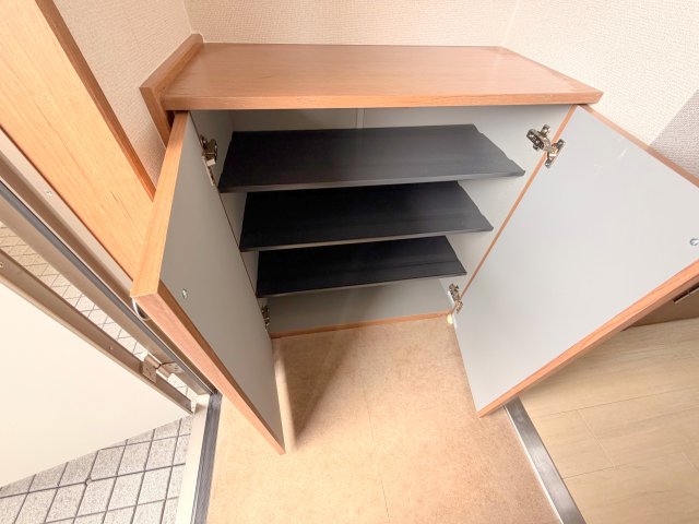 収納　大きいシューズボックスは靴がいっぱい入れれますね。