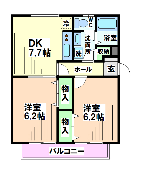 ＪＲ中央線 国立駅 徒歩8分 2階建 築26年の間取り写真