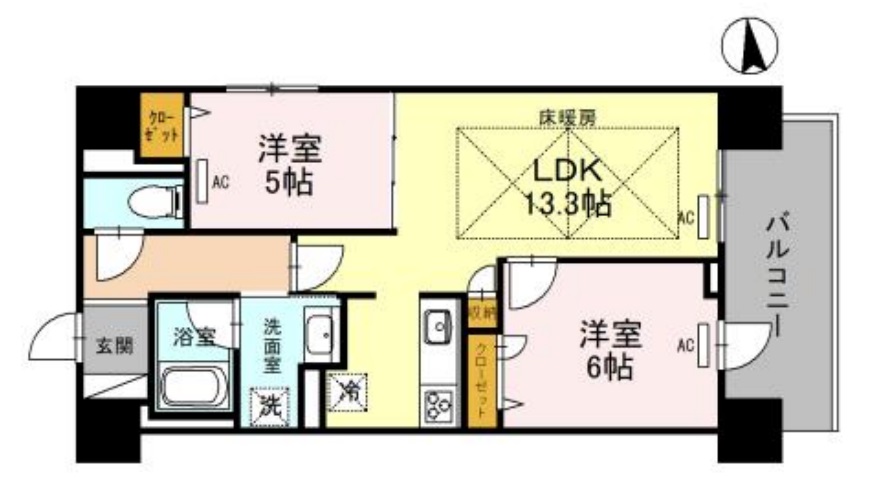 大阪市中央区北久宝寺町のマンションの間取り