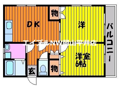 岡山市東区宍甘のアパートの間取り