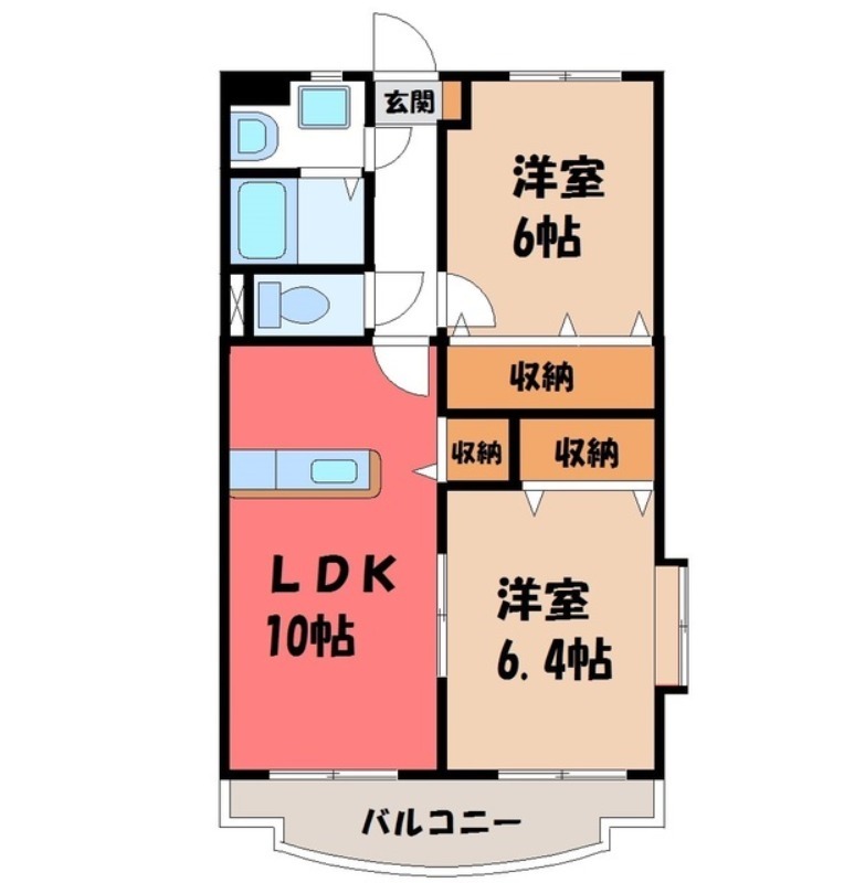 栃木市野中町のマンションの間取り