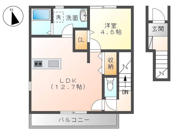 各務原市三井北町のアパートの間取り