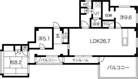 大阪市阿倍野区晴明通のマンションの間取り