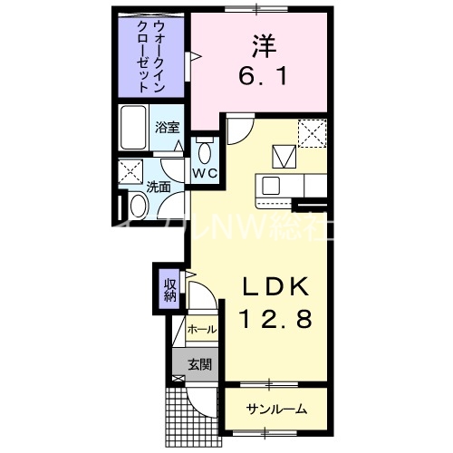 倉敷市上富井のアパートの間取り