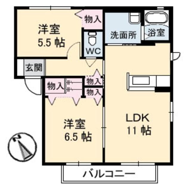 シャーメゾン熊野東　Ｂ棟の間取り