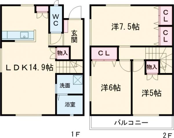 【平松町メゾネットIIの間取り】