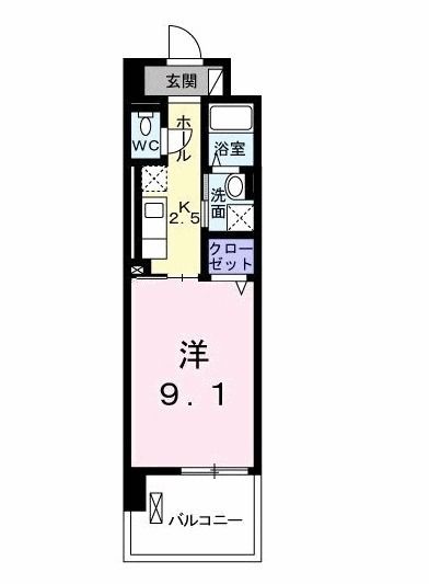 松山市山越のマンションの間取り