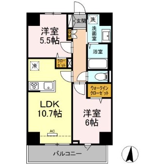 【川崎市高津区上作延のマンションの間取り】