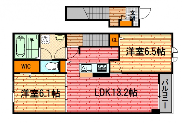 【安芸高田市吉田町常友のアパートの間取り】