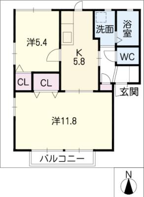 クレール東田　Ｂ棟の間取り