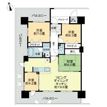 高松市楠上町のマンションの間取り