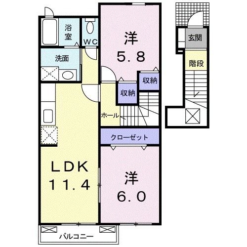 足利市大沼田町のアパートの間取り