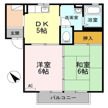 福山市沖野上町のアパートの間取り