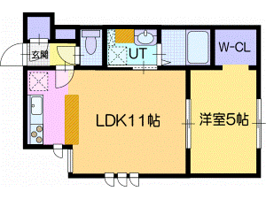 北広島市新富町西のアパートの間取り