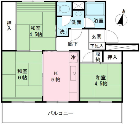 車返団地3街区2号棟の間取り