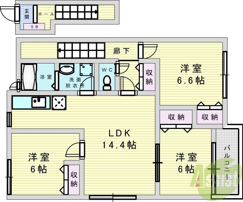 【摂津市鳥飼新町のアパートの間取り】