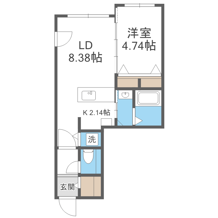 札幌市豊平区中の島二条のマンションの間取り