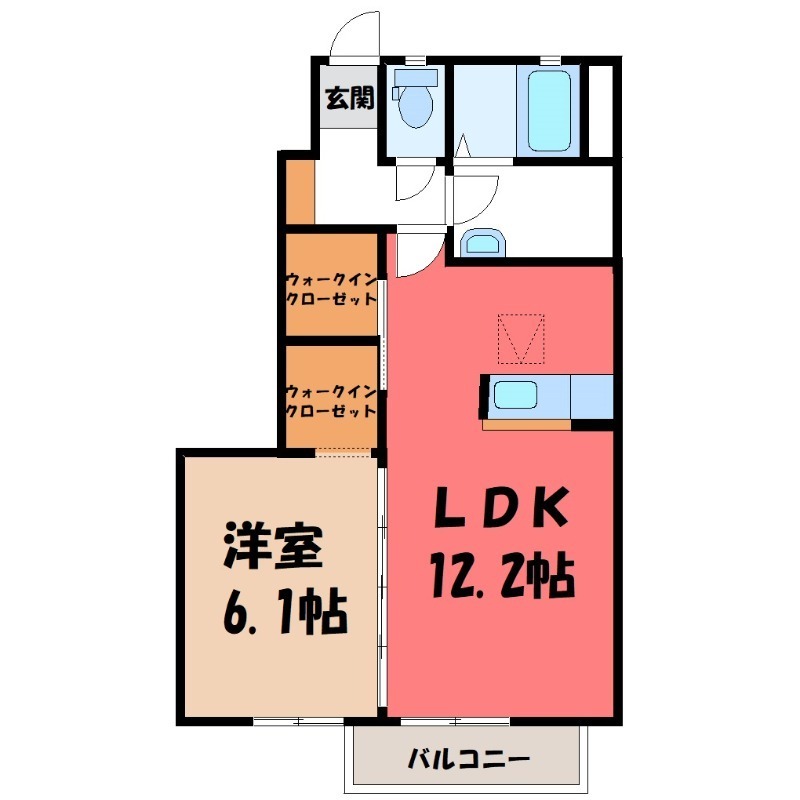 古河市久能のアパートの間取り