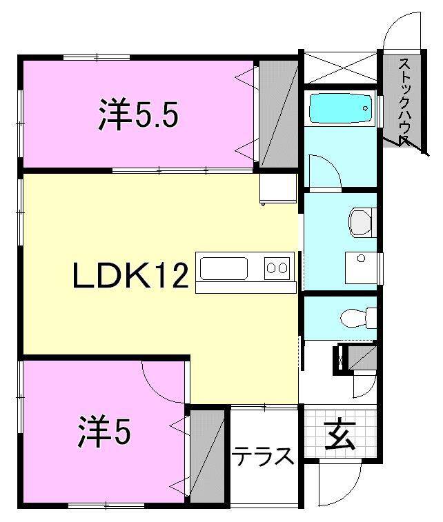 松山市空港通のアパートの間取り