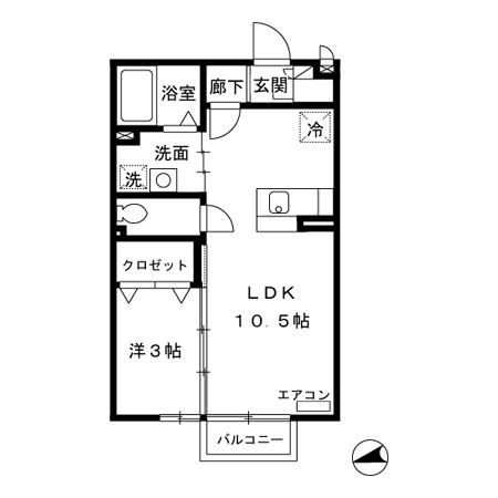 東武伊勢崎線 大袋駅 徒歩9分 2階建 築21年の間取り写真