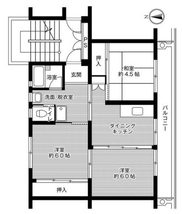 ＪＲ赤穂線 西大寺駅 徒歩20分 5階建 築48年の間取り写真