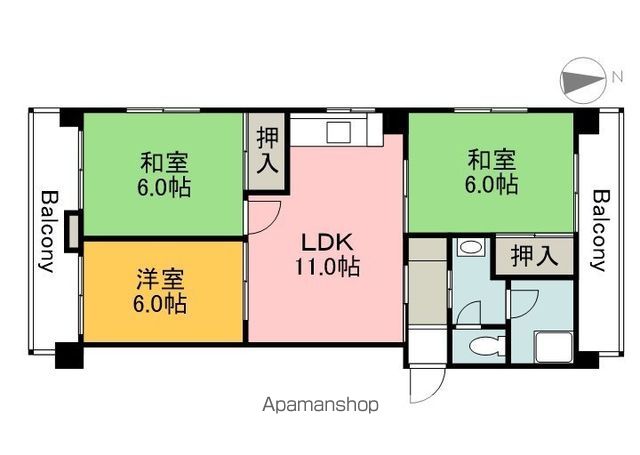 広島電鉄横川線 寺町駅 徒歩4分 4階建 築46年の間取り写真