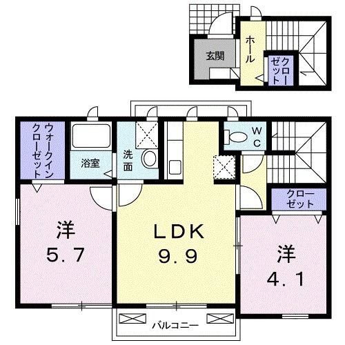 宗像市河東のアパートの間取り